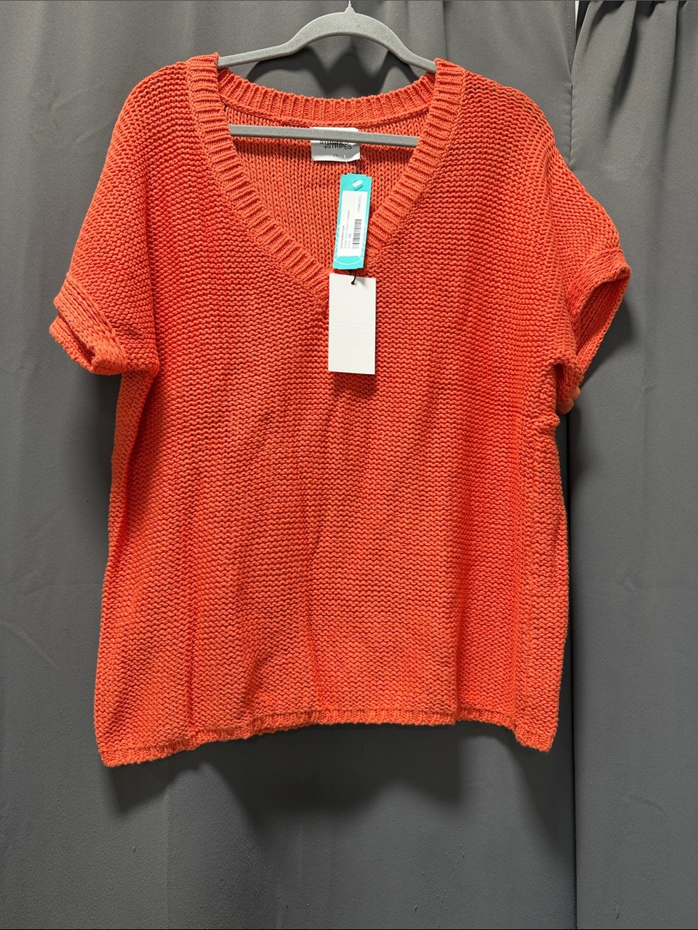 Stitches & Stripes Eloise Short Sleeve Sweater Coral - XXL